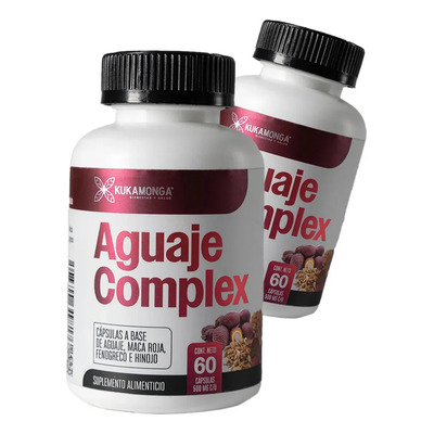 Kit 2 Aguaje + Fenogreco + Hinojo + Maca Roja | 60 Cápsulas | Sabor Neutro | Vegano | Equilibrio Hormonal | Vitalidad, Belleza Natural y Bienestar Femenino | Menopausia | 100% Natural | Kukamonga | Meses sin interés