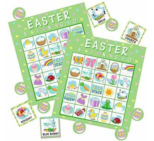 Tarjtas De Carton Juego De Bingo Para Niños Tematica Pascua