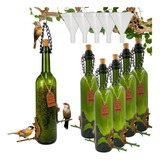 Kit 5 Comedouros Pássaros Livres. Garrafa Vinho Verde