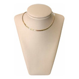 Colar Choker Fita Malha Feminino Laminada A Ouro 18k