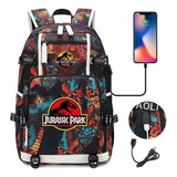 Mochila Escolar For Estudiantes De Jurassic Park Usb Headse