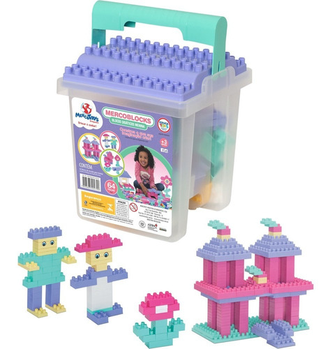 Mercoblocks 110 Peças - Blocos Didáticos Menina - Merco Toys