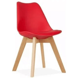 Silla Eames Acolchada Oak Rojo