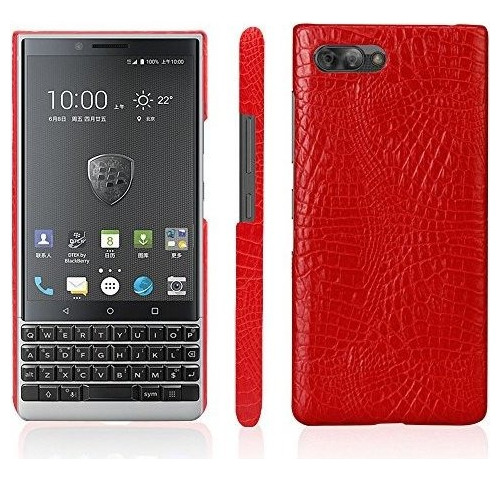 Funda Para Blackberry Key2 Cuero Sintetico Ligero En Rojo