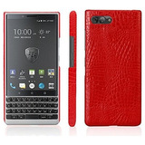 Funda Para Blackberry Key2 Cuero Sintetico Ligero En Rojo