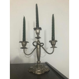 Antiguo Candelabro De 3 Velas Baño De Plata