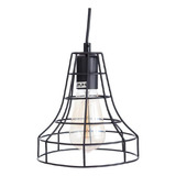 Lampara Colgante 1 Luz Evan Alambre Deco Diseño P/ Led E27 Color Negro