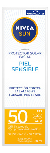 Protector Solar Facial Nivea Sun Piel Sensible Spf 50 50ml