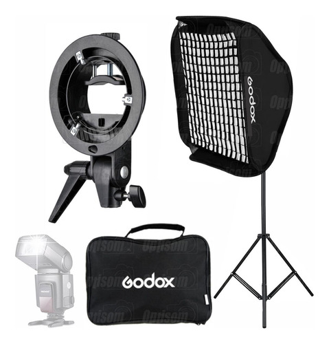 Soft Box 80x80 Godox Com Grid E Tripé Para Flash Speedlite