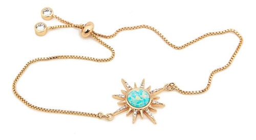 Pulsera Dorada Sol De Plata 925 Mujer + Caja De Regalo