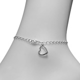 Pulsera Tobillera Plata Ley 925 Dije Corazon