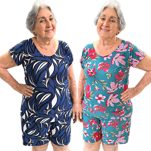 Kit 2 Conjunto Senhora Plus Size Com Manga Feminino Versátil