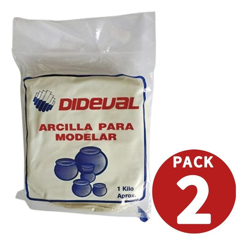 Arcilla Para Moldear Blanca 1 Kg Dideval Pack 2 Unidades