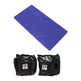 Kit Colchonete Azul+ Par De Caneleira De Peso 2kgs Cor Azul