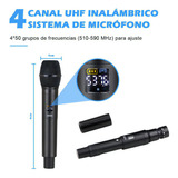 Bomge 4 Handheld Dynamic Uhf Sistema Inalámbrico Profesional Color Negro