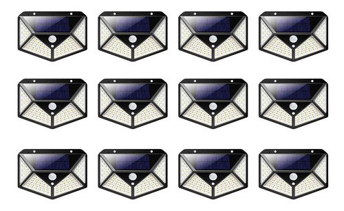 Luminaria Solar Spot Kit 12 Uni Balizador 100led 3 Funçoes