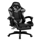 Cadeira Gamer Giratória Nsx Reclinável Estofado Cinza