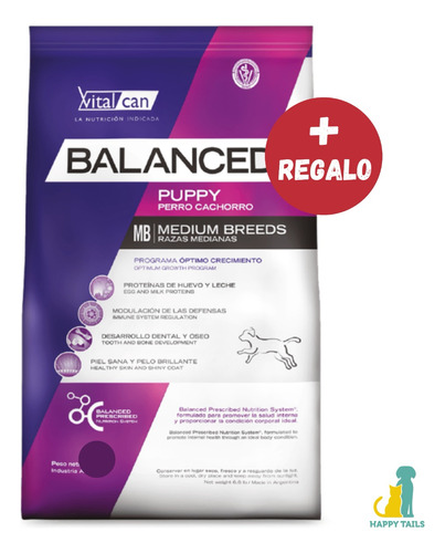 Vital Can Balanced Puppy Medium X 20 Kg + Envio Gratis Zn