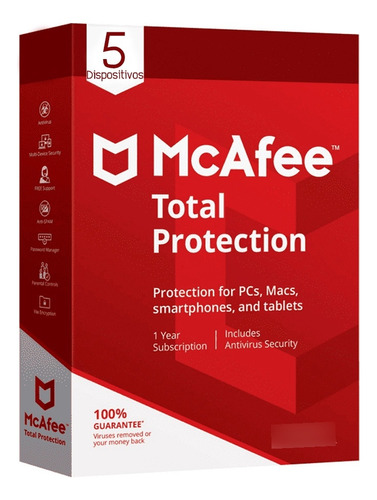 Antivirus Mcafee Total Protection | 5 Dispositivos | 1 Año