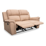 Love Seat Reclinable Piel Genuina Helena - Confortopiel Color Taupe