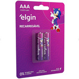 Pilha Recarregável Aaa 1000 Mah Com 02 Unidades Elgin