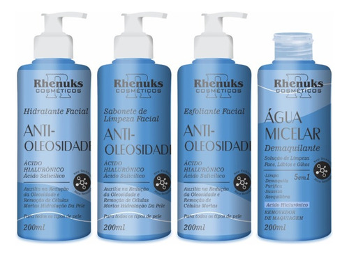 Kit Skincare Anti Oleosidade C/ Acido Hialurônico E Salicilo