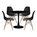 Comedor Mesa Tulip Negra - 4 Sillas Eames Negras