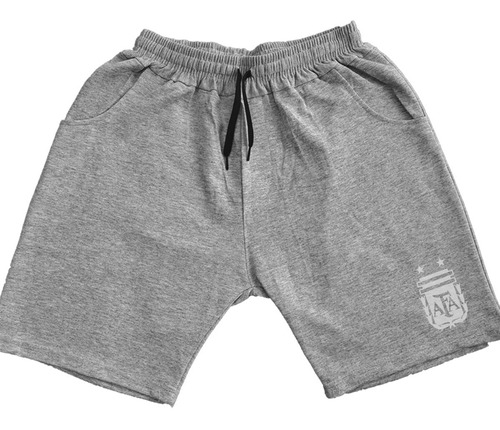 Pantalon Short De Algodon Futbol Argentino Gris Melange