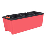 Vaso Plastico Autoirrigavel Triplo, Cor Rosa