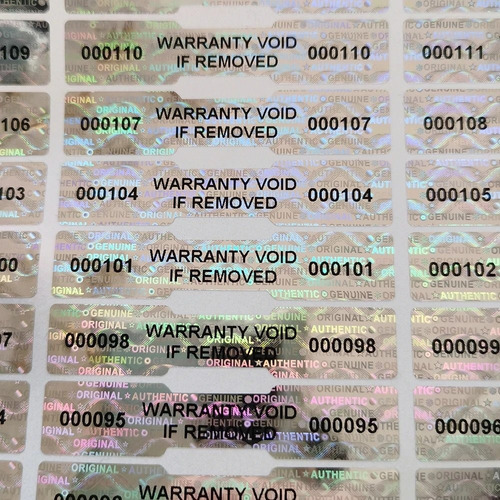 200 Sellos Holográficos Seguridad Numerados Garantía 50x10mm