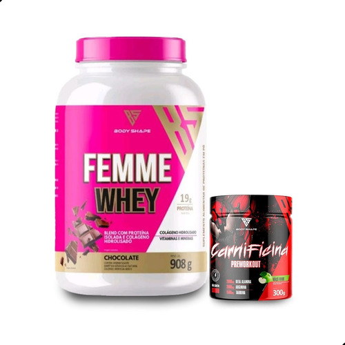 Combo Whey Femino Body Shape C/colágeno + Carnificina