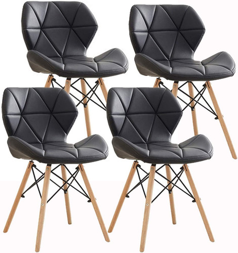 Set 4 Silla Eames Diamond Tapizada Eco Cuero - Alto Impacto