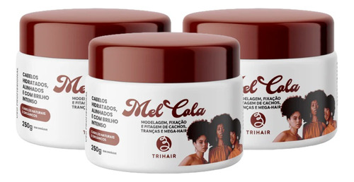 Mel Cola Para Cachos Orgânicos Tri Hair Kit Com 3 Un 