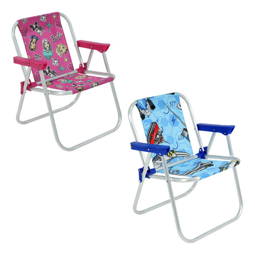 Cadeira De Praia Infantil Estampas Hotwheels E Barbie Bel
