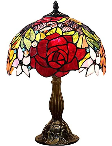 Rose Tiffany Lámpara De Mesa De Vidrio Teñido Estilo De Lámp