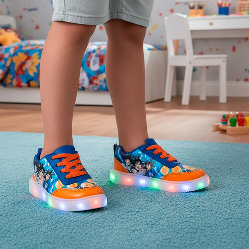 Tenis Luces Led Niño Dragon Ball Sayayin Goten Gohan 770-rdb