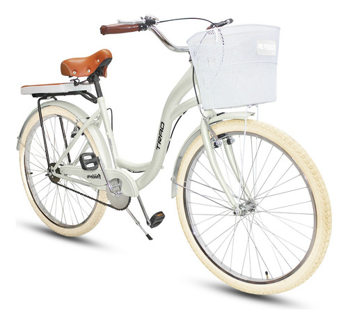 Bicicleta R26 Vintage Crusier Incluye Accesorios Color Blanco Hueso