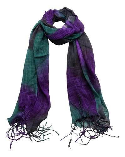 Bufanda Panuelo De Algodon Bf17 C/ Morado Verde  Negro 1 Und