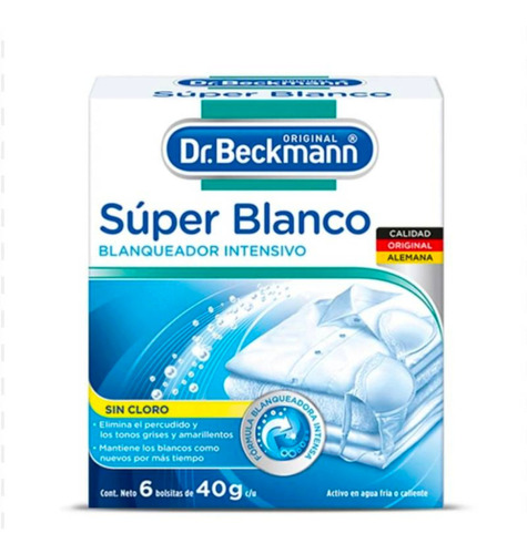 Blanqueador De Ropa Dr. Beckmann Súper Blanco 6pz De 40g C/u