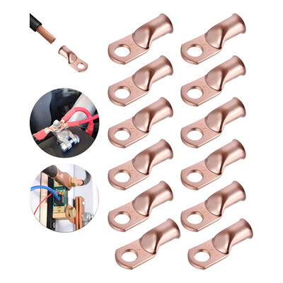 Pack 12 Terminales Anillo Cobre 1\u002F0 Awg 3\u002F8 Pulgada Para Conexión Eléctrica | Meses sin interés