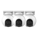 Kit X3 Camara Seguridad Domo Exterior Wifi Ezviz 360º Ir 30m Color Blanco