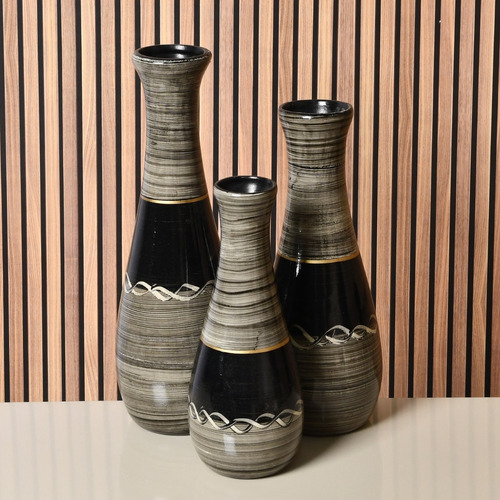 Trio Grande Vaso Rack Sala Decoração Artesanal Á Mão Enfeite