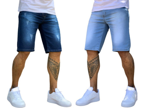 Kit 2 Bermudas Jeans Masculina Linha Premium Promoção