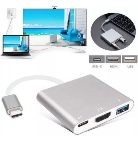 Adaptador Type C Tipo C 3en1 A Hdmi Usb 2.0 Usb 3.0