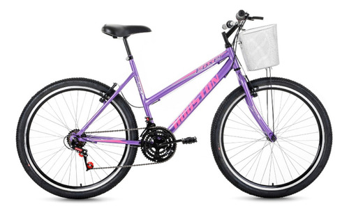 Bicicleta Aro 26 Com 21 Marchas Com Cesta Foxer Maori Aero Cor Roxo