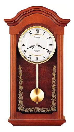 Reloj Bulova De Pared Pendulo Retro Vintage C3542 Clocks Estructura Café Fondo Café