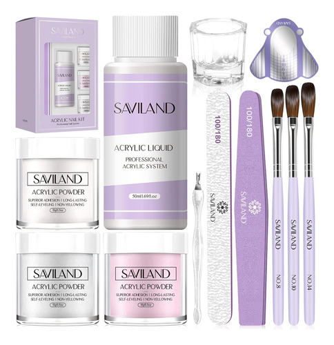 Kit De Uñas Acrílicas Saviland: Kit De Uñas Todo En Uno Para