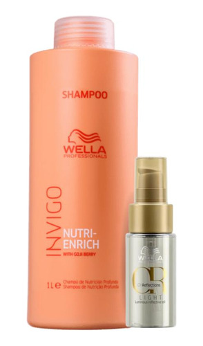 Kit Wella Nutri-enrich Shampoo 1000ml + Oil Óleo Light 30ml