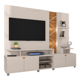 Estante Home Theater Cross Para Tv Off/amêndoa - Lukaliam