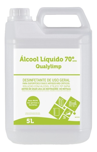 Álcool Liquido 70 Inpm Qualylimp 5l Loja Limpeza Hospital